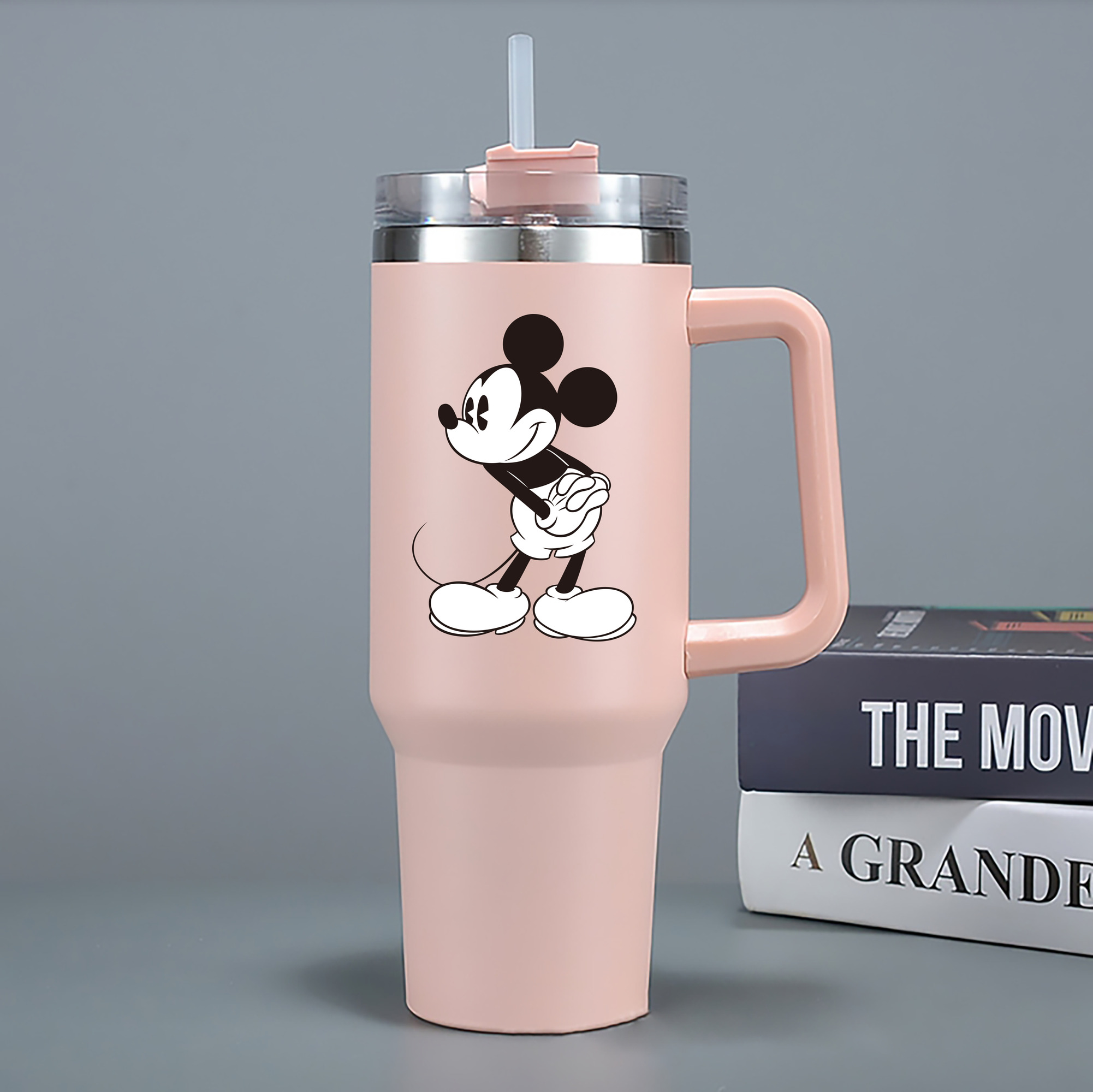 （画像用） ミッキーマウス Mickey Mouse 1200mL車用タンブラー - クリスタルステッカー（プラスチックストロー付き）